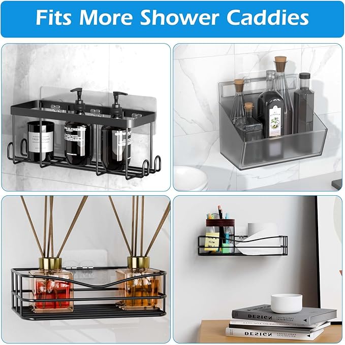 10 Pack Shower Caddy Adhesive Replacement, Shower Adhesive Strips, Strong Adhesive Hooks, Waterproof Sticker, No Drilling, for Bathroom Shelf and Kitchen Racks
