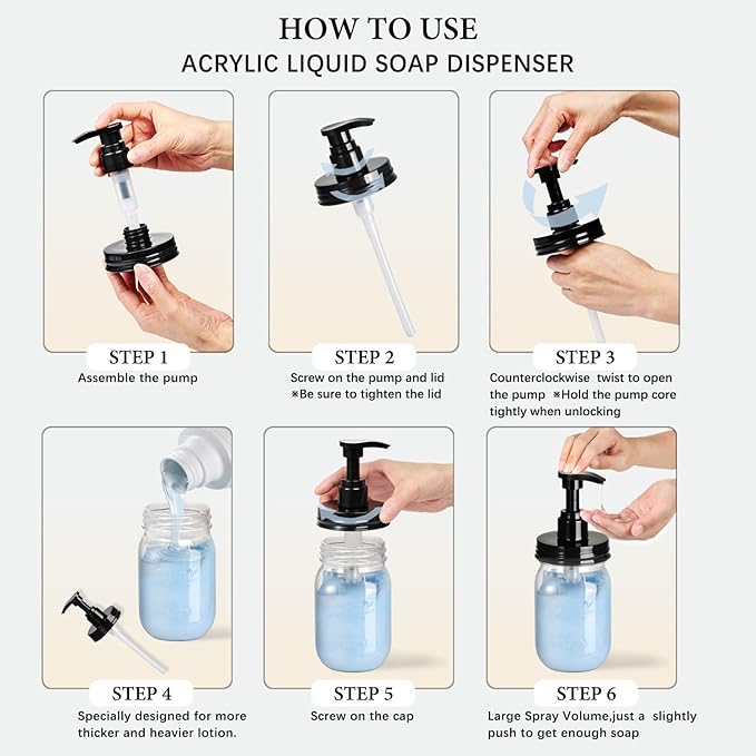 Amolliar Plastic Soap Dispenser with Pump Lid, 16 Oz Refillable Bathroom Hand Dish Soap Dispenser Set, Clear Kitchen Liquid Dispenser with Cute Lables for Farmhouse Shower (2 Pack, Black)