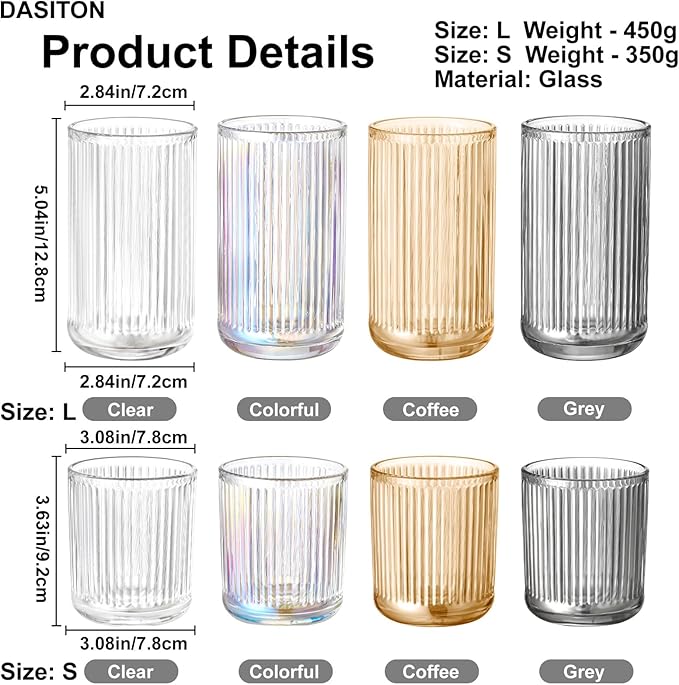 DASITON Makeup Brush Holder Organizer, Crystal Glass Makeup Brushes Storage Holder, Vintage Make Up Brush Cup for Vanity, Pen Pencil Holder for Desk, Toothbrush Holders for Bathroom (Coffee L)