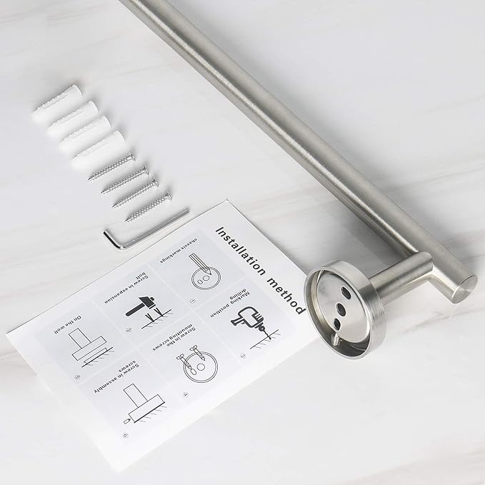 NearMoon Bath Towel Bar, Thicken Stainless Steel Shower Towel Rack Holder Wall Mounted for Bathroom, 33-lnch Overall Length-30-lnch Usable Hanging Space (1 Pack, Brushed Nickel)