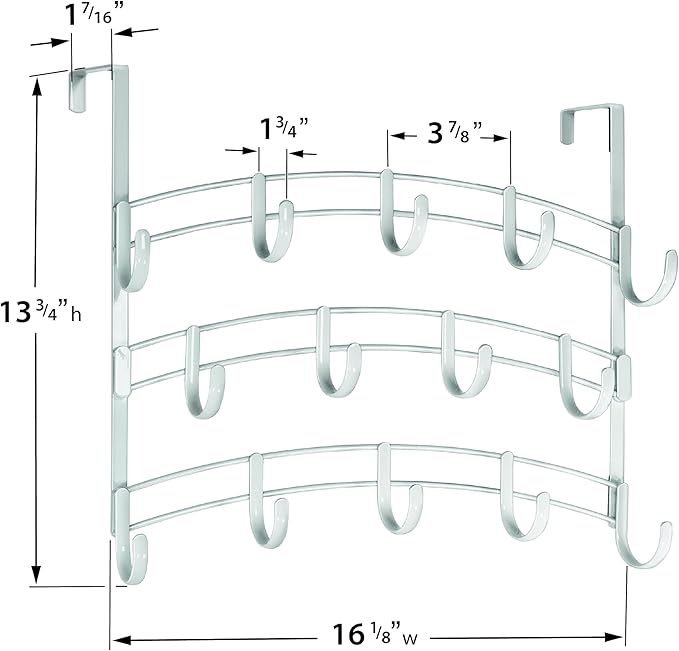 LYNK Professional® Home™ Over the Door Hooks - 14 Hook – Over the Door Coat Rack - Over the Door Hanger - Hanging Towels or Clothes - Bathroom, Bedroom, Laundry Room - Lifetime Ltd. Warranty, White