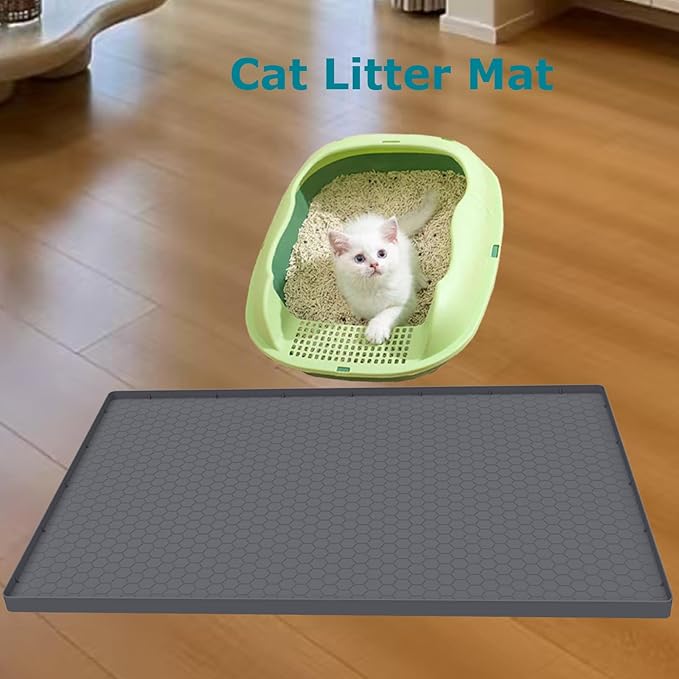 Under Sink Mat 22 x 19, Silicone Under Sink Protector Mat for Kitchen Waterproof, Easy to Clean Bathroom Cabinet Mat Organizers and Storage, Grey