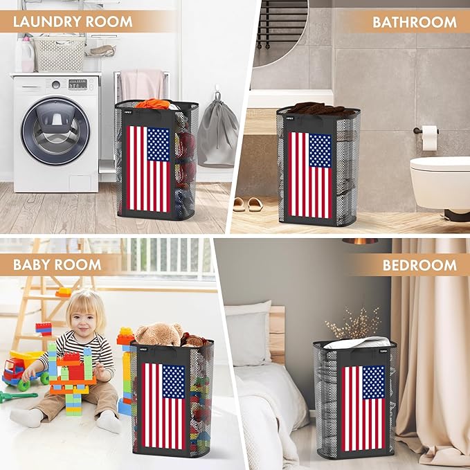 NPET 75L Large Laundry Basket Collapsible Laundry Hamper with PEVA Waterproof Material Clothes Bag Storage Basket Bin for Laundry,Bathroom and Domitory