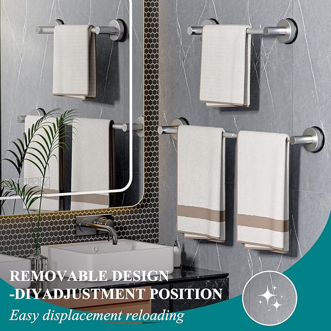 Towel Bar for Bathroom Wall,Adjustable 12~21 Inch Towel Racks for Bathroom Wall Mounted, Towel Holder for Glass Shower Door,Bathroom Accessories,Apparment Essentials,Home Decor-Silver