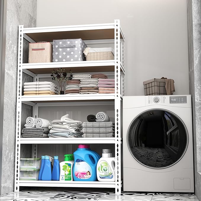 5-tier garage shelving, heavy-duty storage racks, 2,500-pound load capacity. 72“H x 35.95”W x 16"D adjustable metal shelving units, ideal for garage storage and commercial applications(72H*35.95W*16D)