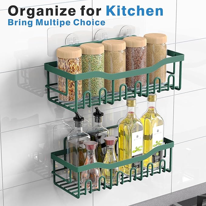 EUDELE Shower Caddy 2 Pack, Adhesive Shower Organizer for Home Decor & Kitchen Storage, No Drilling, Rustproof Stainless Steel Bathroom Shelf Organizer