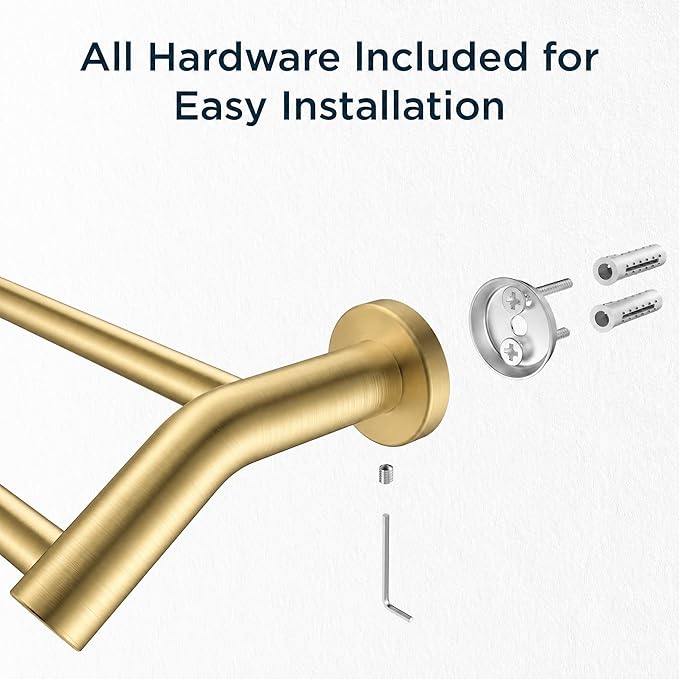 FORIOUS Double Towel Bar 24 Inch, Heavy Duty SUS304 Stainless Steel Dual Towel Racks for Bathroom Wall Mount, Space Saving Towel Rod Towel Holder Rail,Brushed Gold