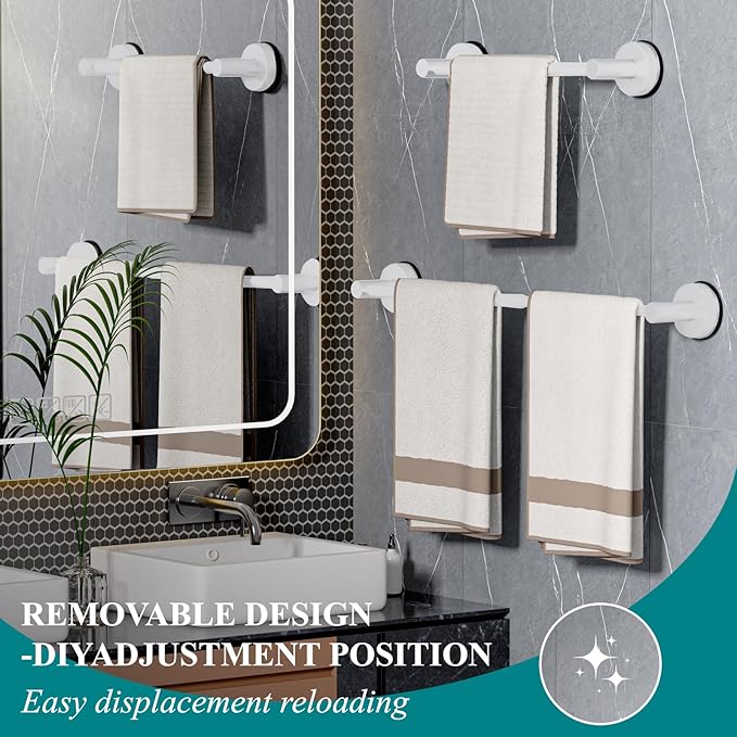 Towel Bar for Bathroom Wall,Adjustable 12~21 Inch Towel Racks for Bathroom Wall Mounted, Towel Holder for Glass Shower Door,Bathroom Accessories,Apparment Essentials,Home Decor-White