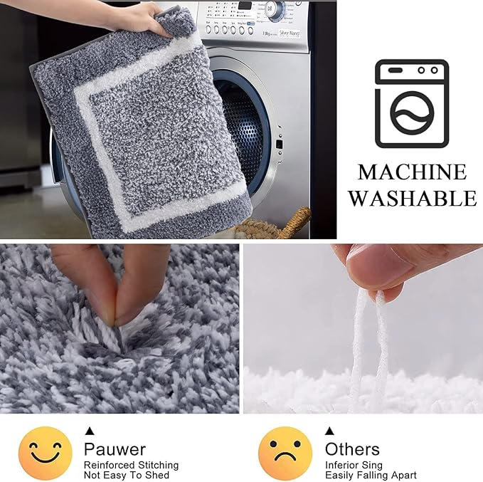Pauwer Bathroom Rugs Sets 2 Piece, Non Slip Bath Mats for Bathroom, Absorbent Bath Rugs Floor Mat, Machine Washable Shower Rugs for Bath Floor, Tub and Shower
