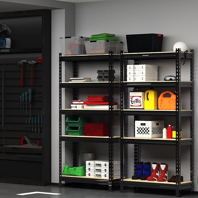 PrimeZone Storage Shelves 3 Pack 5 Tier Adjustable Garage Storage Shelving, Heavy Duty Metal Storage Utility Rack Organizer Shelf Unit for Warehouse Pantry Closet Kitchen Basement, Black