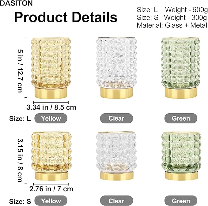 DASITON Makeup Brush Holder Organizer, Crystal Cosmetic Make Up Brush Holder, Glass Makeup Brushes Storage Organizer, Vintage Make Up Cup Desk Pen Pencil Holder, Toothbrush Holders (Green L)