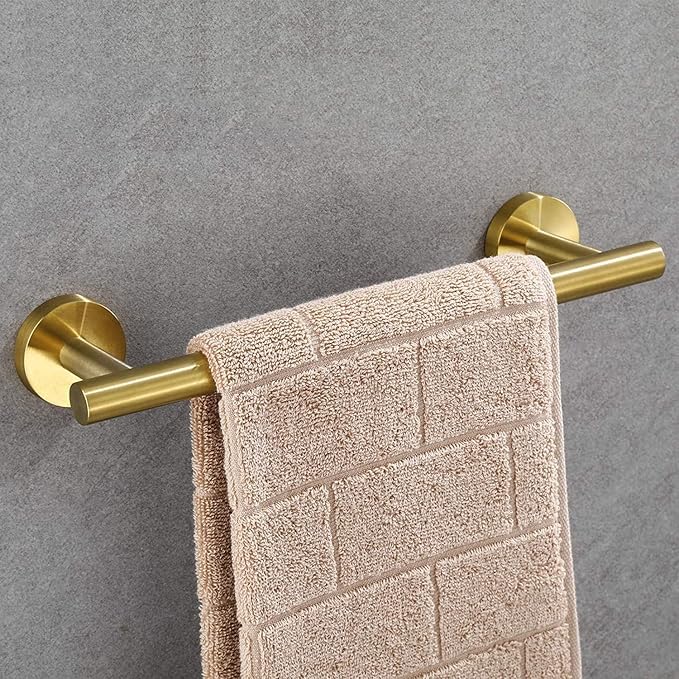 USHOWER Brushed Gold Hand Towel Bar, 9-Inch Towel Racks for Bathroom Wall-Mounted, SUS304 Stainless Steel Towel Rod (Total Length 11-Inch)