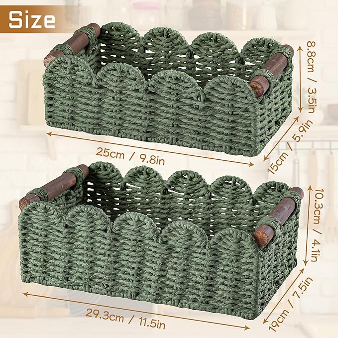 Storage Basket Wicker Baskets for Organizing Toilet Paper Storage Basket for Toilet Tank Top,Green