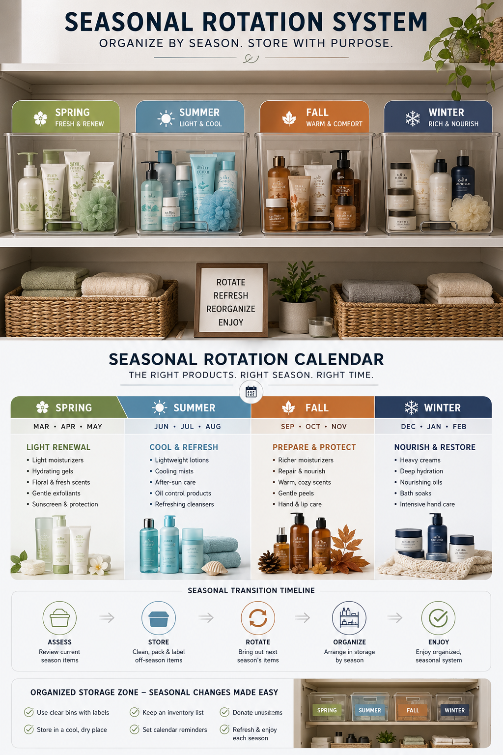 Seasonal Bathroom Organization: Rotating Storage Throughout the Year