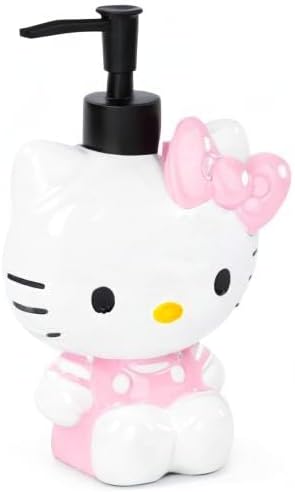 Jay Franco Hello Kitty Soap Dispenser - Pink & White Bathroom Accessory - Resin Lotion Pump