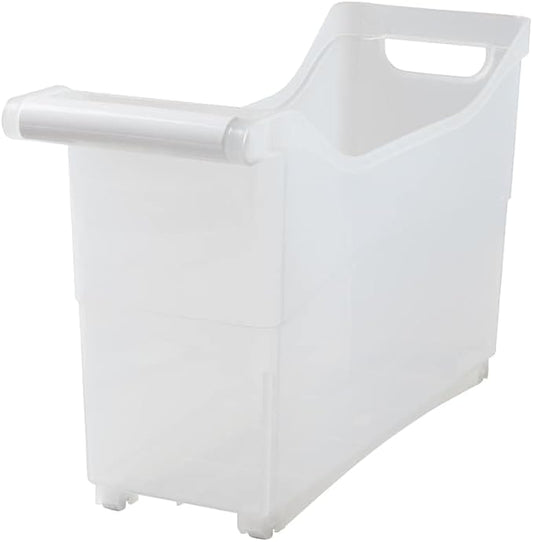 Storage Bin with Handle and Rolling Wheels for Kitchen Organization Plastic - White