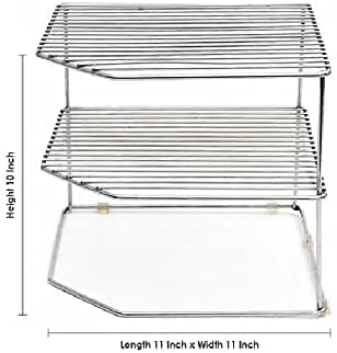 Stainless Steel 3-Tier Countertop Storage Rack For Corners, Multipurpose Stainless Steel Kitchen Plate Dish Corner Shelf Rack Stand Holder, Corner Shelf Organizer, Kitchen Organizers