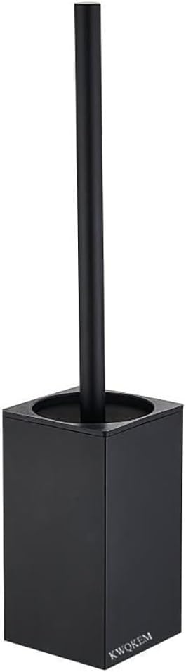 Toilet Bowl Cleaners Brush and Holder KWQKEM Freestanding Toilet Brush and Holder Set Modern with Lid 304 Stainless Steel (Matte Black)