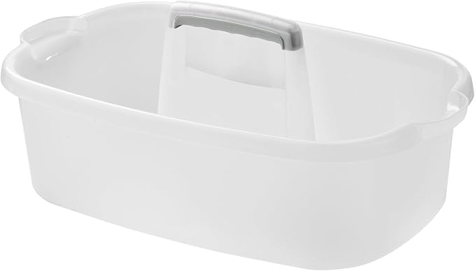 ALINK Plastic Cleaning Storage Caddy with Handle, Large Shower Caddy Basket Organizer for Dorm, Bathroom, Tool, Garden, Kitchen, Cleaning Supplies - Clear
