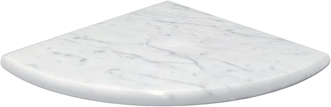9 Inch Marble Corner Shower Shelf for Bathroom, Shower Room, Both Side Honed Polished, Bathroom Wall Mounted (Carrara White - 2pcs)