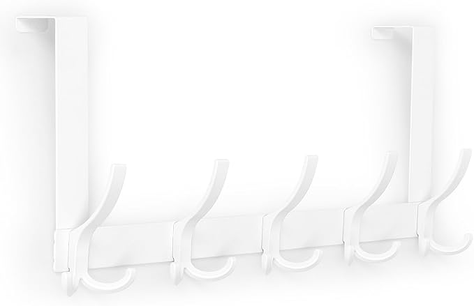 Optish Door Hanger Hook, Over The Door Hooks for Hanging, Over The Door Towel Racks for Bathroom (1Pack, White, Fit 1-3/4" Doors)