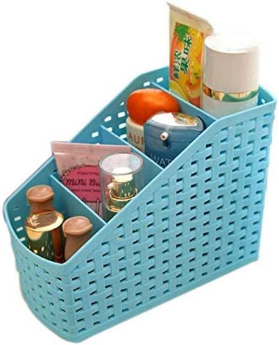Plastic Multipurpose Storage Basket Rack Desk Organizer with 4 Sections for Stationery Pen Stand | Cutlery Stand | Bathroom Stand | Set of 2 | Multicolour, regular (MIC6949)