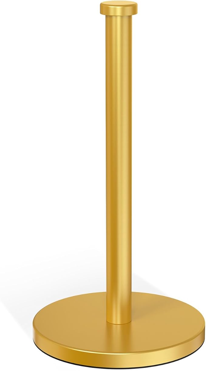 VEHHE Gold Paper Towel Holder Stand, Paper Towel Holder with Weighted Base and Suction Cups for Kitchen Bathrooms