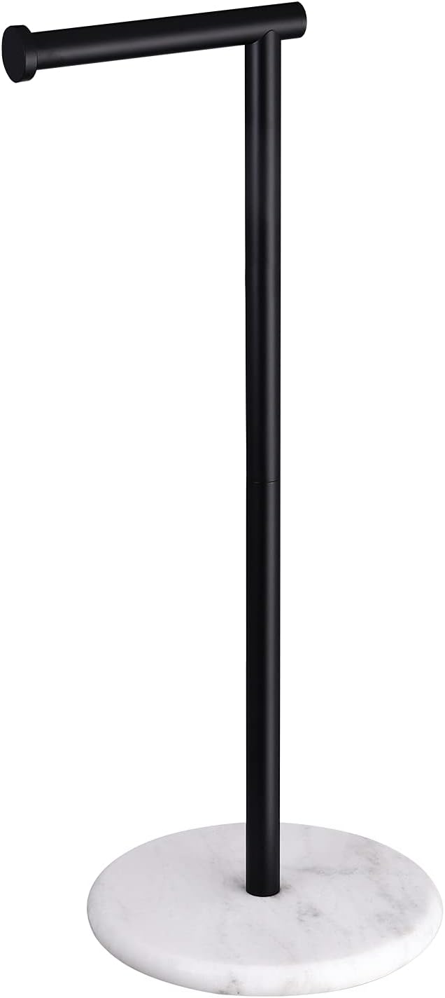 KES Black Toilet Paper Holder Stand Freestanding Toilet Paper Stand for Bathroom Tissue Roll Holder with Marble Base, SUS304 Stainless Steel Matte Black, BPH284S1-BK
