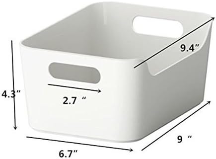 Pantry Organization And Storage Baskets, Open Storage Box Under Sink Organizers,Kitchen Cabinet and Pantry Storage Organizer Bin - two cut-out handles that make 9.4 x 6.7 x 4.3 Inches (White)