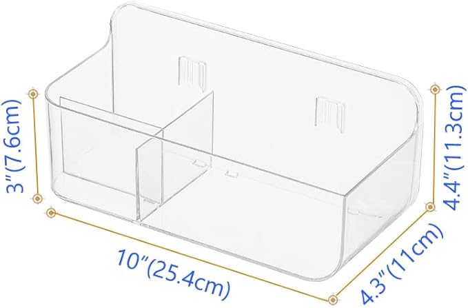 Poeland 2 Pack Wall Mount Storage Organizer, Clear Storage Box Holder Basket with 3 Compartments No Drilling Hang Walls/Doors for Kitchen, Cabinet, Bathroom, Bedroom, Office
