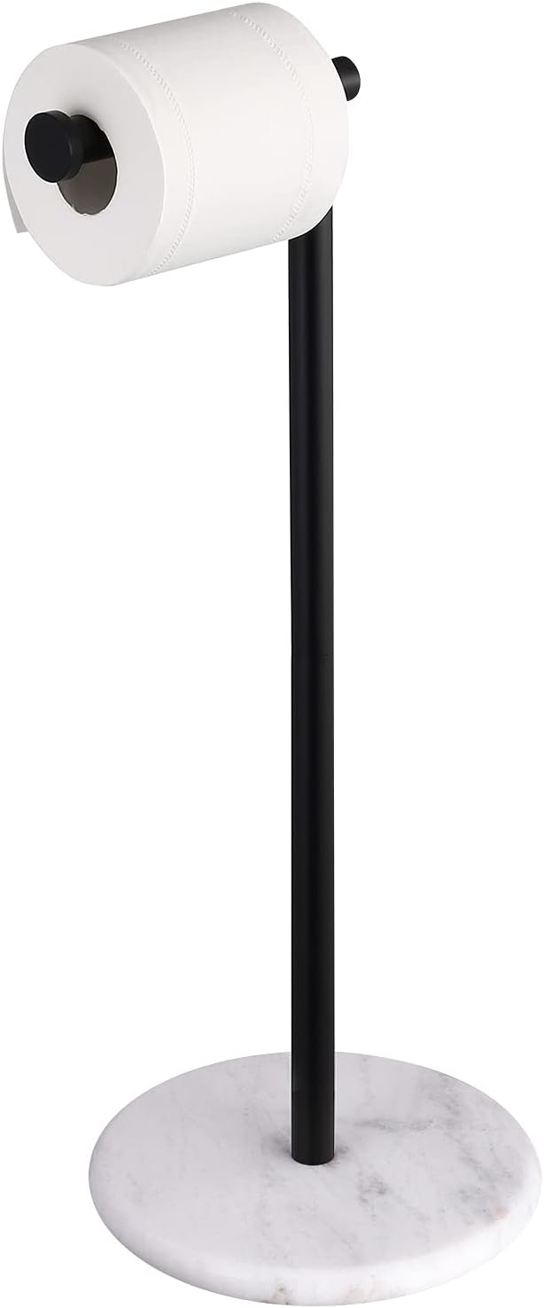 KES Black Toilet Paper Holder Stand Freestanding Toilet Paper Stand for Bathroom Tissue Roll Holder with Marble Base, SUS304 Stainless Steel Matte Black, BPH284S1-BK