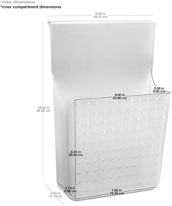 madesmart Over-Door Organizer, Storage for Aluminum Foil, Parchment Paper & Kitchen Wraps, Dual Divided Bins with Soft-Grip Over-Door Hook, White