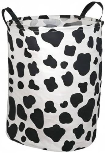 Kids Laundry Hamper Clothes Gift Basket Storage Laundry Baskets Organizer Bin with Handles for Nursery Room (Rould Cow pattern)