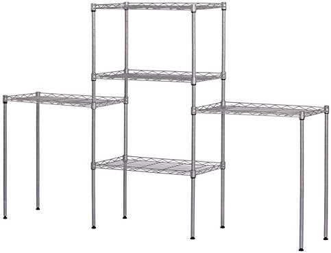 Multipurpose Adjustable Sturdy Steel Storage Shelving Unit, Changeable Assembly Storage Rack, 11.4" D x 21.2" W x 59" H