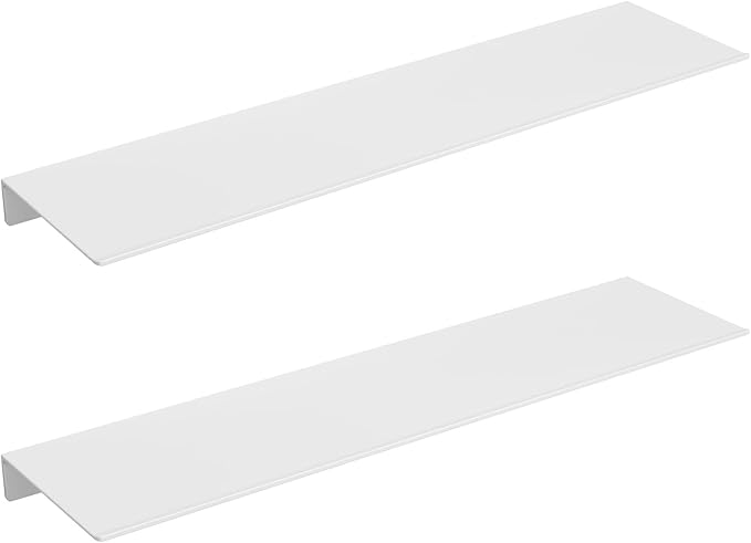 Danpoo 20 inch White Metal Floating Shelves for Wall Organizer & Storage, Display Shelves for Bathroom, Living Room, Kitchen, Bedroom(2-Pack)