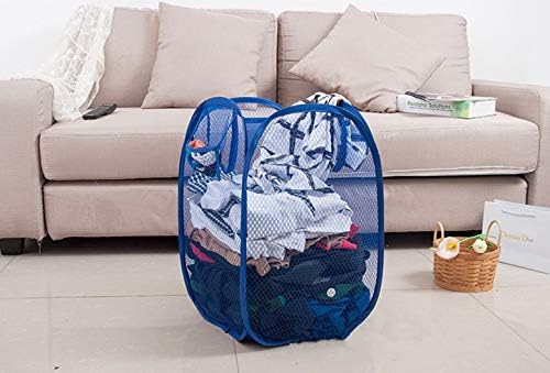 DurReus Portable Space Saving Laundry Hamper Cruise Ship Waste Bins Small Rope Basket for Dish Cloths,Stray Socks,Small Loads Blue