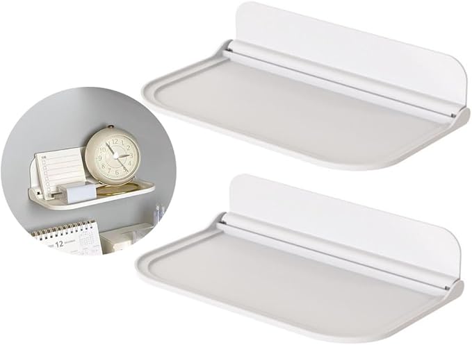 2 Pcs Bathroom Folding Rack Toilet Wall Towel Storage Handy Tool Perforation-Free Bedroom Bedside Shelf Hanging Bracket Foldable Adhesive Organizer
