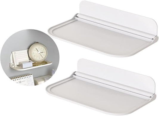 2 Pcs Bathroom Folding Rack Toilet Wall Towel Storage Handy Tool Perforation-Free Bedroom Bedside Shelf Hanging Bracket Foldable Adhesive Organizer