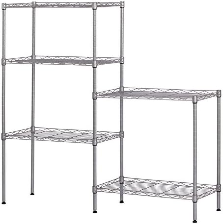 lapday 5 Tier Adjustable Storage Rack, Metal Storage Wire Shelving Standing Storage Shelf Units for Bathroom, Living Room, Balcony, Kitchen 550Lbs Capacity 21.2" L x 11.4" W x 59.1" H (Silver)