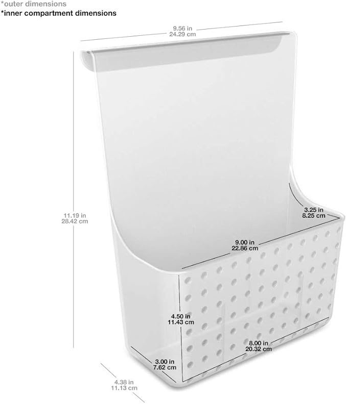 madesmart Over-Door Organizer, Storage for Aluminum Foil, Parchment Paper & Kitchen Wraps, Single Ventilated Bin with Soft-Grip Over-Door Hook, White