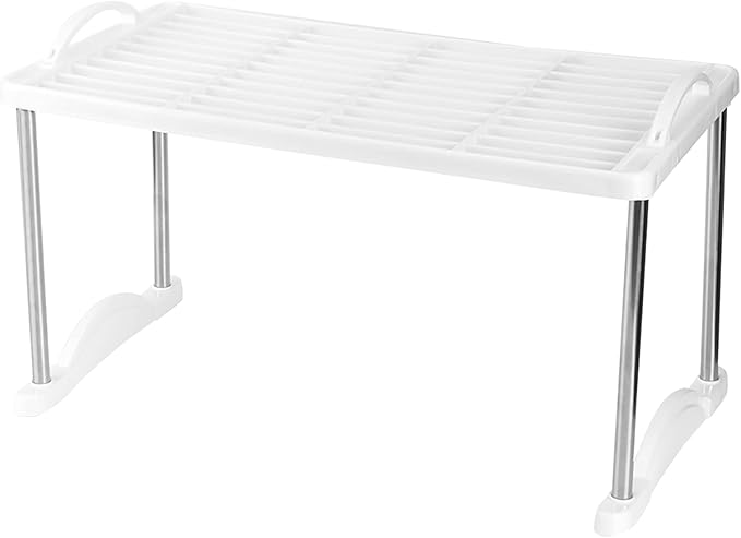 Storage Shelf Rack, Foldable Expandable Organizer Stand Holder for Kitchen Bathroom Cabinet Pantry Office Laundry Space Saving Storage Solution