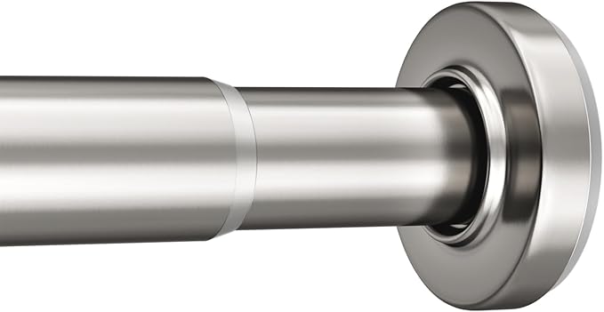AmazerBath Nickel Spring Tension Shower Curtain Rod 31-75 Inches, 1 Inch Diameter Heavy Duty Tension Rod Rust Proof Bathroom Curtain Rod, Adjustable No Drill Easy Segmented Installation