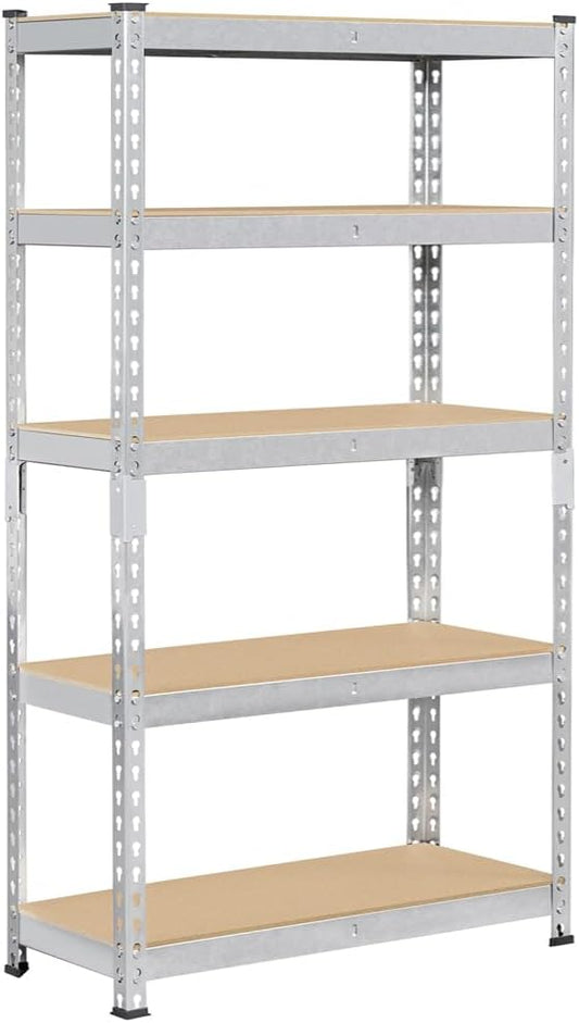 Topeakmart 5-Tier Utility Shelves, Metal Storage Shelves, Adjustable Shelving Units, Boltless Assembly, Garage Shelves Shed Shelving for Warehouse Garage Shed Basement- Silver, 27.5 x 12x 60 Inch