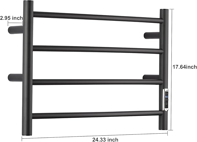 Heated Towel Racks for Bathroom, Wall Mounted Electric Towel Warmer Racks with Timer & Temperature Control, 4 Bar Stainless Steel Towel Heater for Bathroom,Plug-in,Black