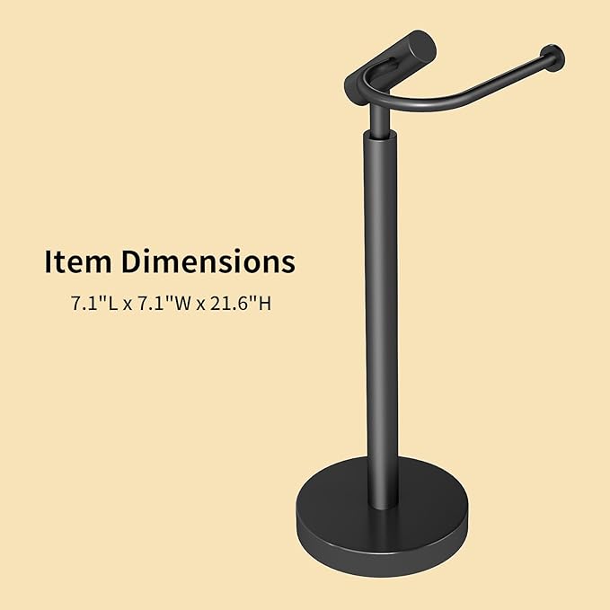 YUMORE Heavy Weighted Toilet Paper Holder Stand, No Drill Freestanding Bathroom Tissue Roll Stand, Stable Floor Standing Paper Roll Dispenser for Bathroom, Bedroom, Vanity