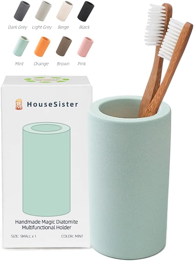 Organic Diatomite Toothbrush Toothpaste Makeup Brushes Razors Holder Bathroom Countertop Organizer Stand Cup Organizer (Mint)