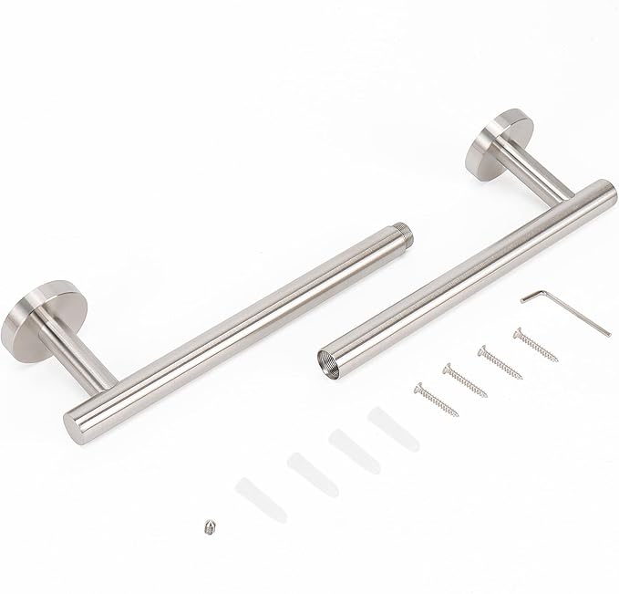 NearMoon Bath Towel Bar, Thicken Stainless Steel Shower Towel Rack Holder Wall Mounted for Bathroom, 20-lnch Overall Length-17-lnch Usable Hanging Space (1 Pack, Brushed Nickel)
