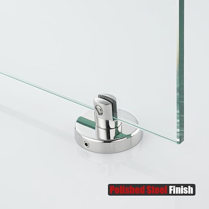 JQK Corner Glass Shelf, Polished Chrome Bathroom 304 Stainless Steel Shower Triangle Floating Wall Shelf, 10 x 10 Tempered Glass, 3 Pack, TGS190L10-CH-P3