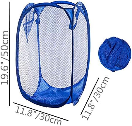 DurReus Portable Space Saving Laundry Hamper Cruise Ship Waste Bins Small Rope Basket for Dish Cloths,Stray Socks,Small Loads Blue
