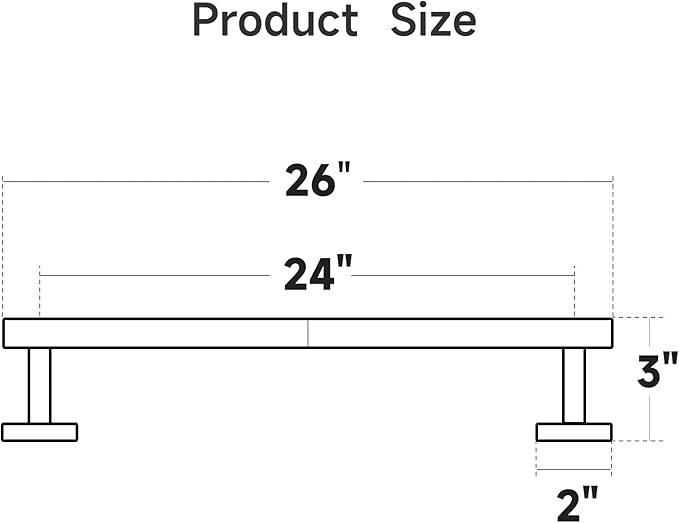 USHOWER Polished Chrome Towel Bar, 24-Inch Towel Racks for Bathroom Wall-Mounted, SUS304 Stainless Steel Towel Rod (Total Length 26-Inch)